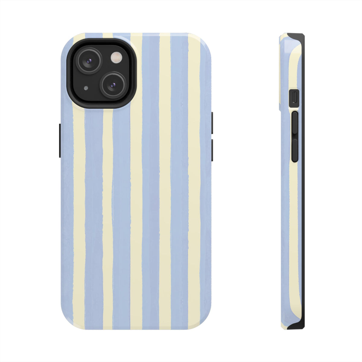 Pastel Stripe Tough Phone Case — Blue & Cream Protective Cover
