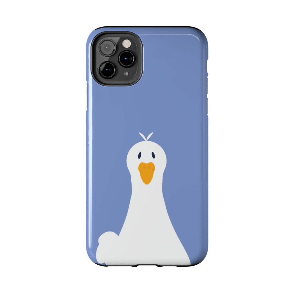 Goofy Goose Tough Phone Case — Cute Minimalist Duck Design on Blue