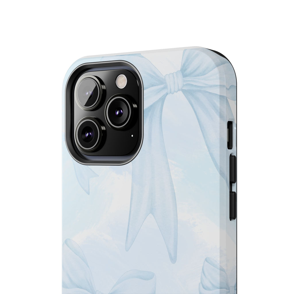 Pale Blue Bow Pattern Tough Phone Case