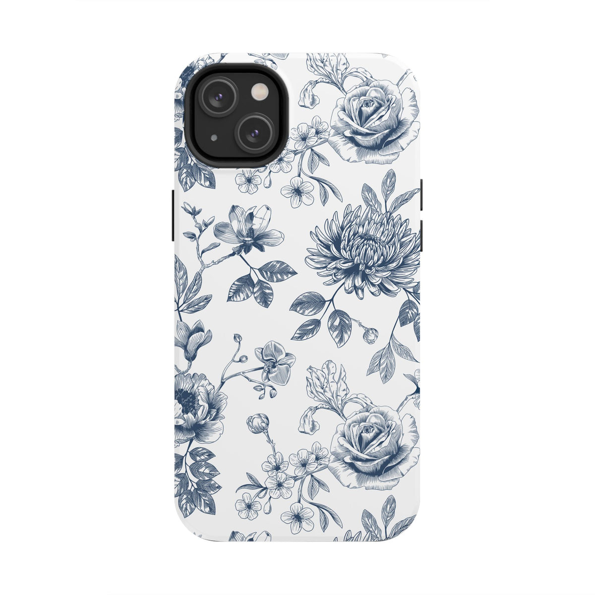 Tough Phone Case — Blue Vintage Floral Protective iPhone Cover