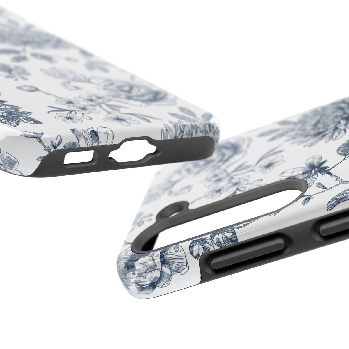 Tough Phone Case — Blue Vintage Floral Protective iPhone Cover