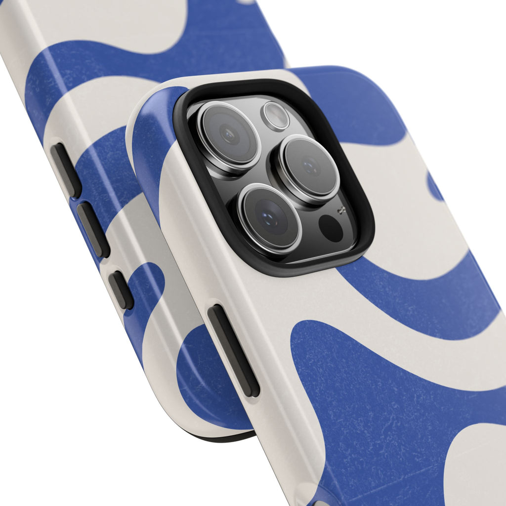 Blue Retro Swirl Tough Phone Case — Durable Abstract Pattern