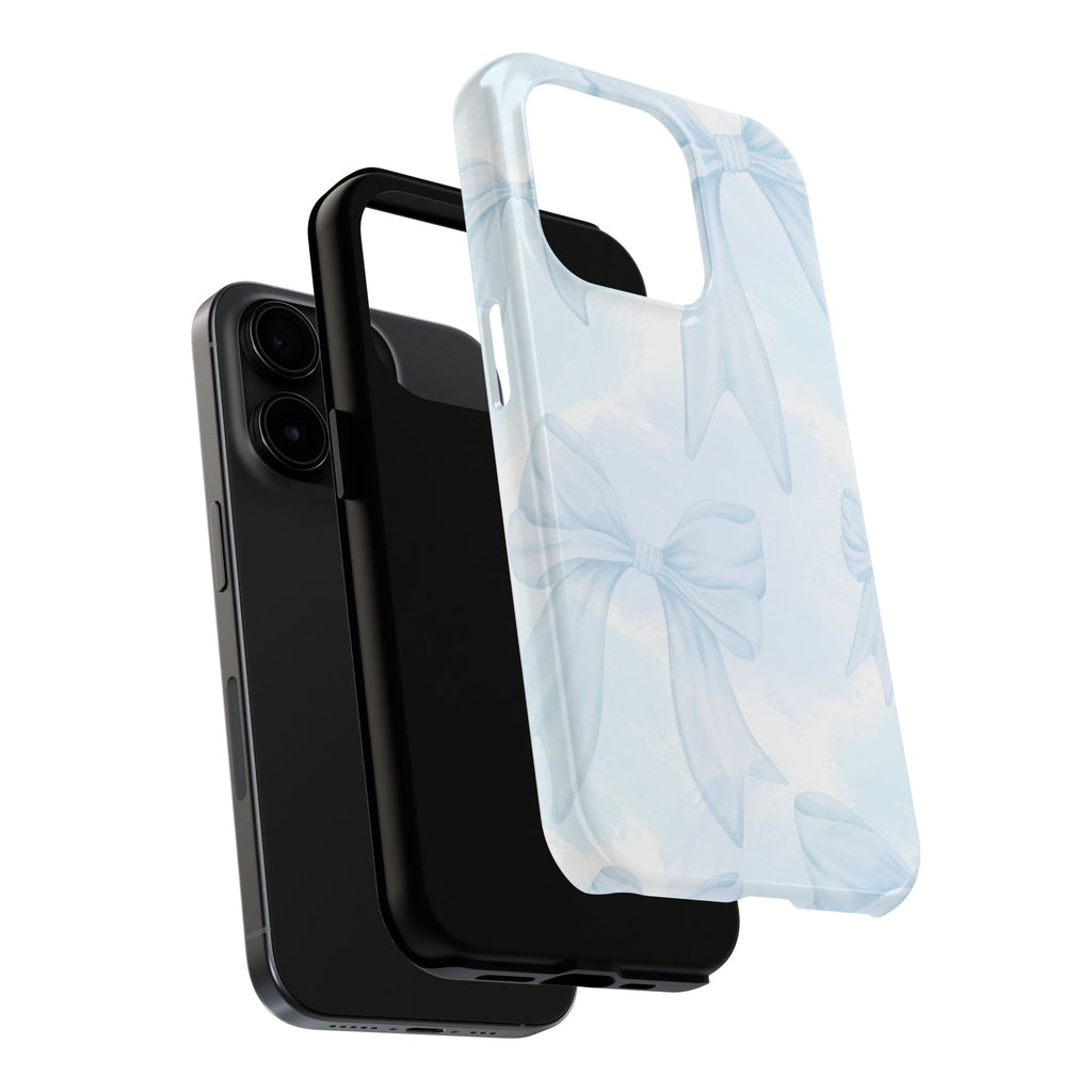 Pale Blue Bow Pattern Tough Phone Case