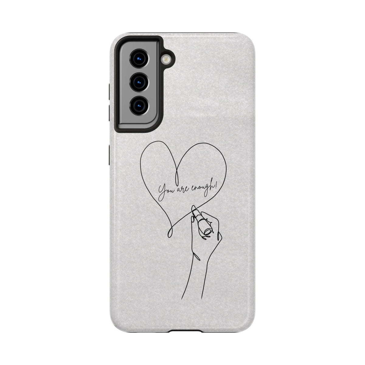 Tough Phone Case — Minimal Line Art Heart with "You Are Enough" Inspirational Design