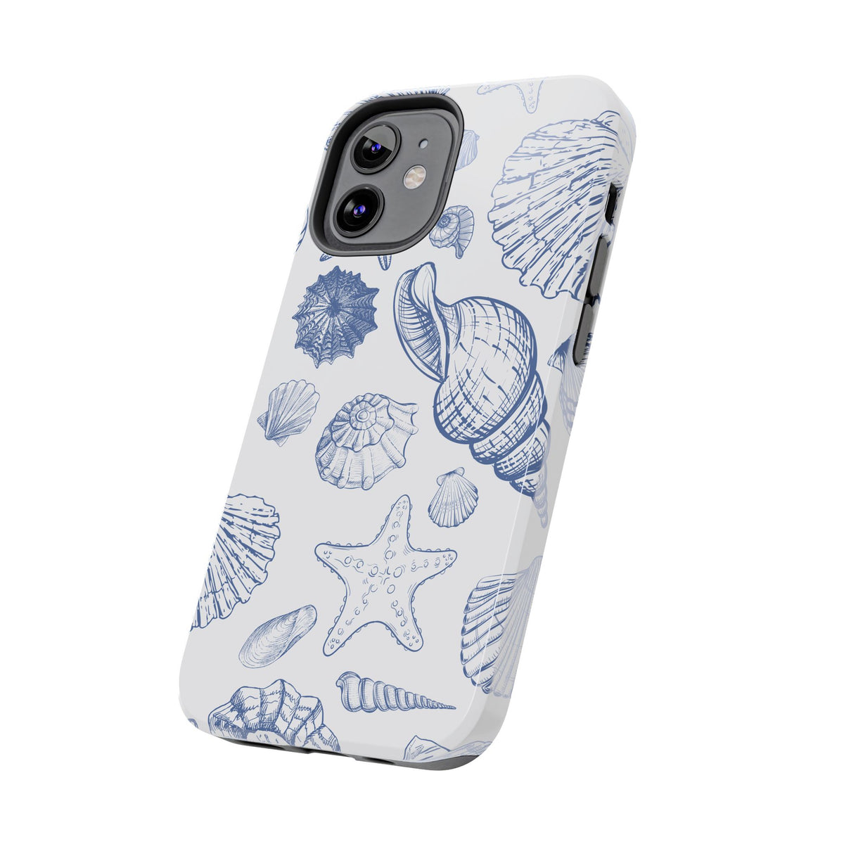 Seaside Sketch Tough Phone Case – Blue Shells & Starfish Protective Cover