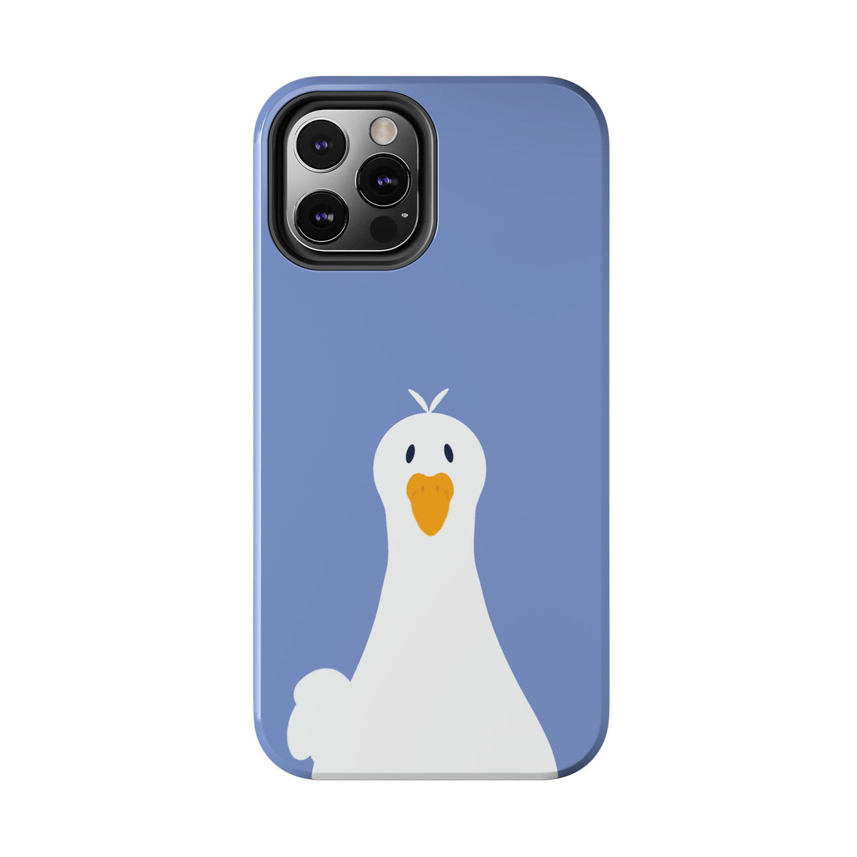Goofy Goose Tough Phone Case — Cute Minimalist Duck Design on Blue