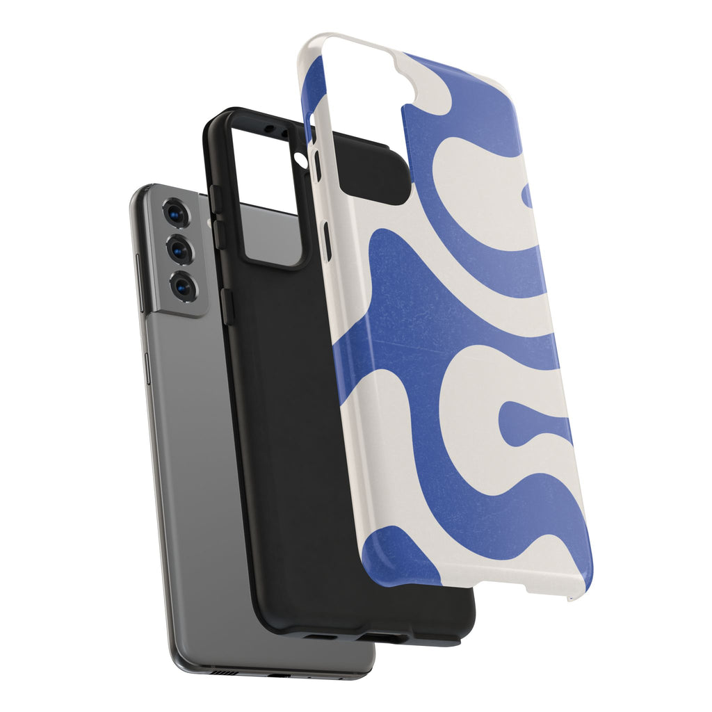 Blue Retro Swirl Tough Phone Case — Durable Abstract Pattern