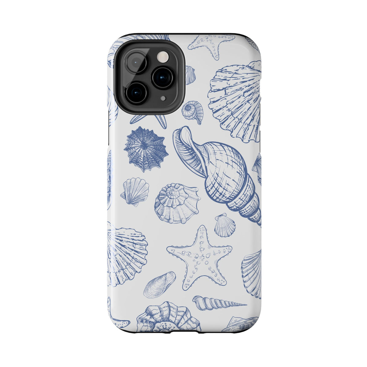 Seaside Sketch Tough Phone Case – Blue Shells & Starfish Protective Cover