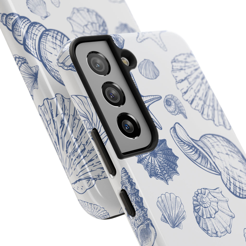 Seaside Sketch Tough Phone Case – Blue Shells & Starfish Protective Cover