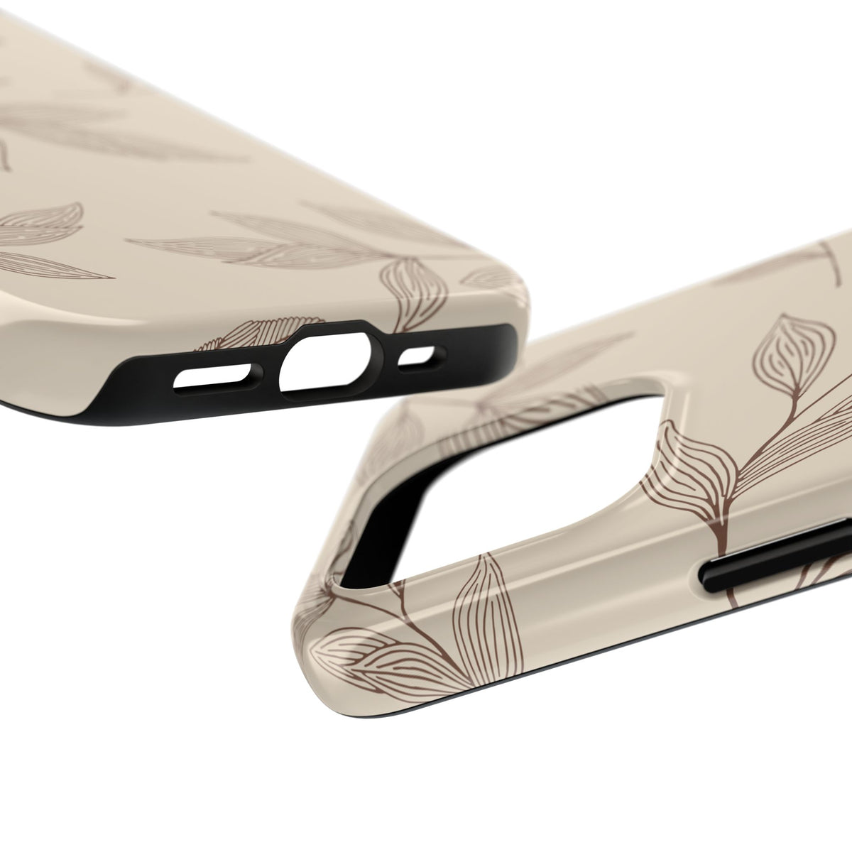 Tough Phone Case — Neutral Botanical Leaf Design (Protective Floral iPhone Case)