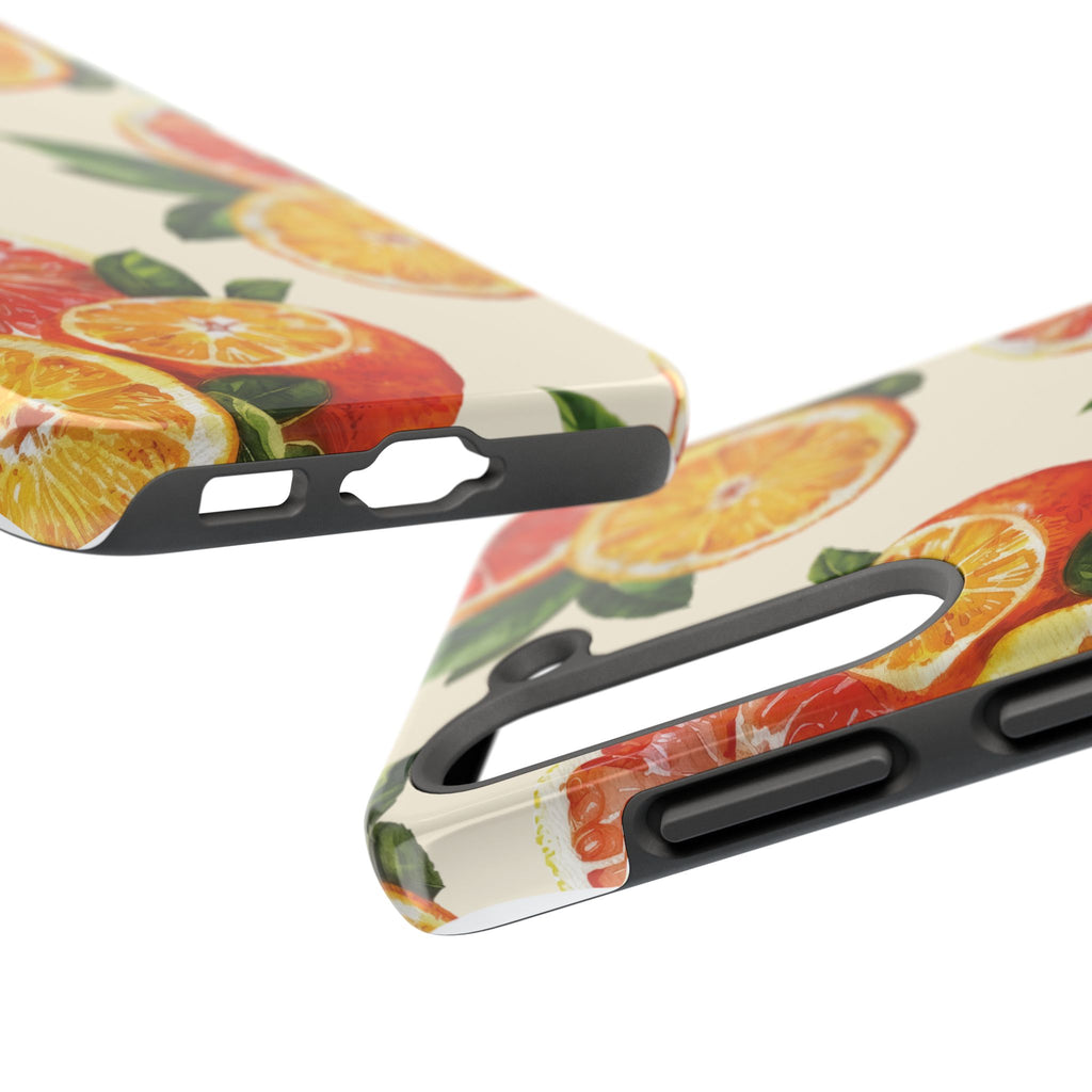 Citrus Squeeze Tough Phone Case — Watercolor Orange & Grapefruit Protective Cover
