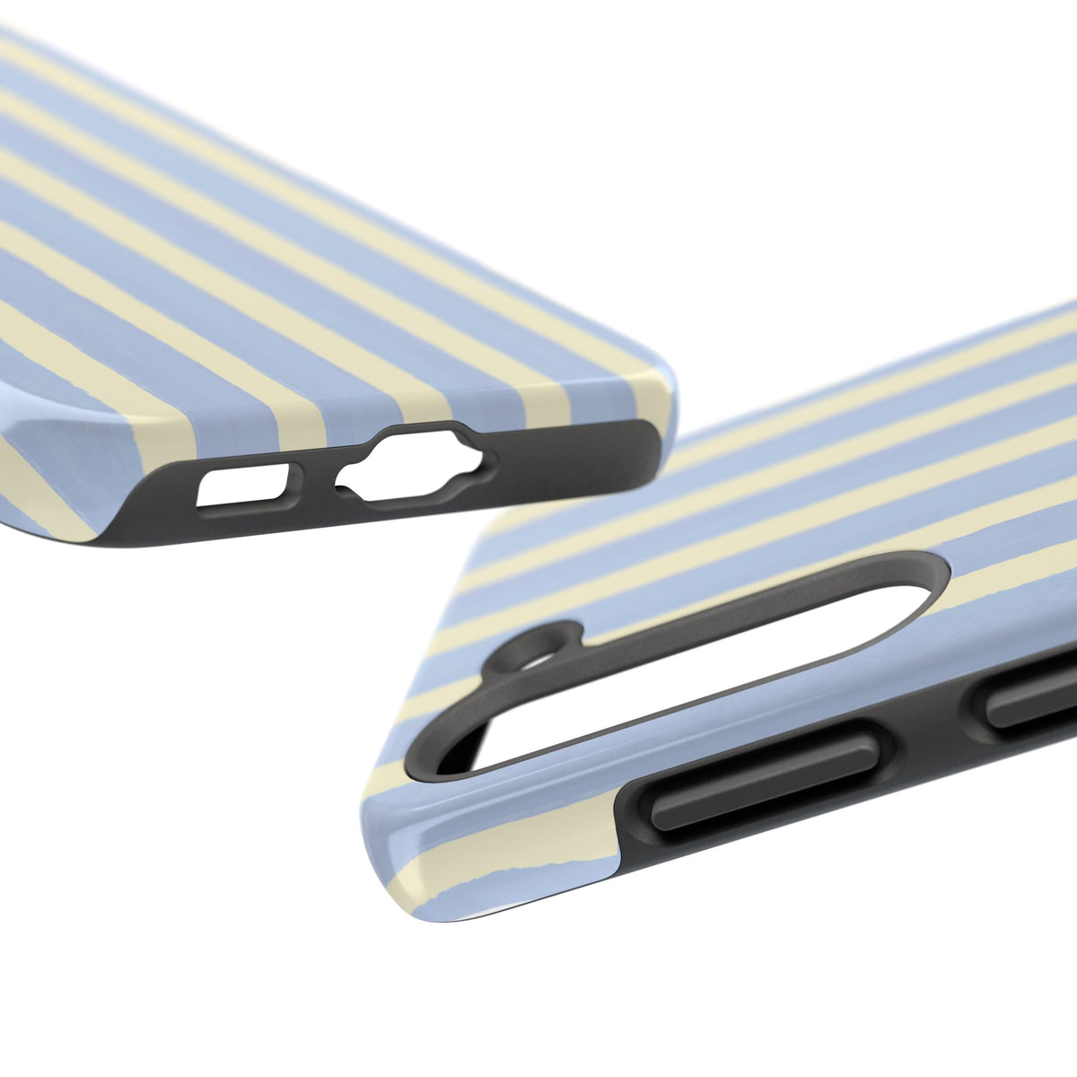 Pastel Stripe Tough Phone Case — Blue & Cream Protective Cover