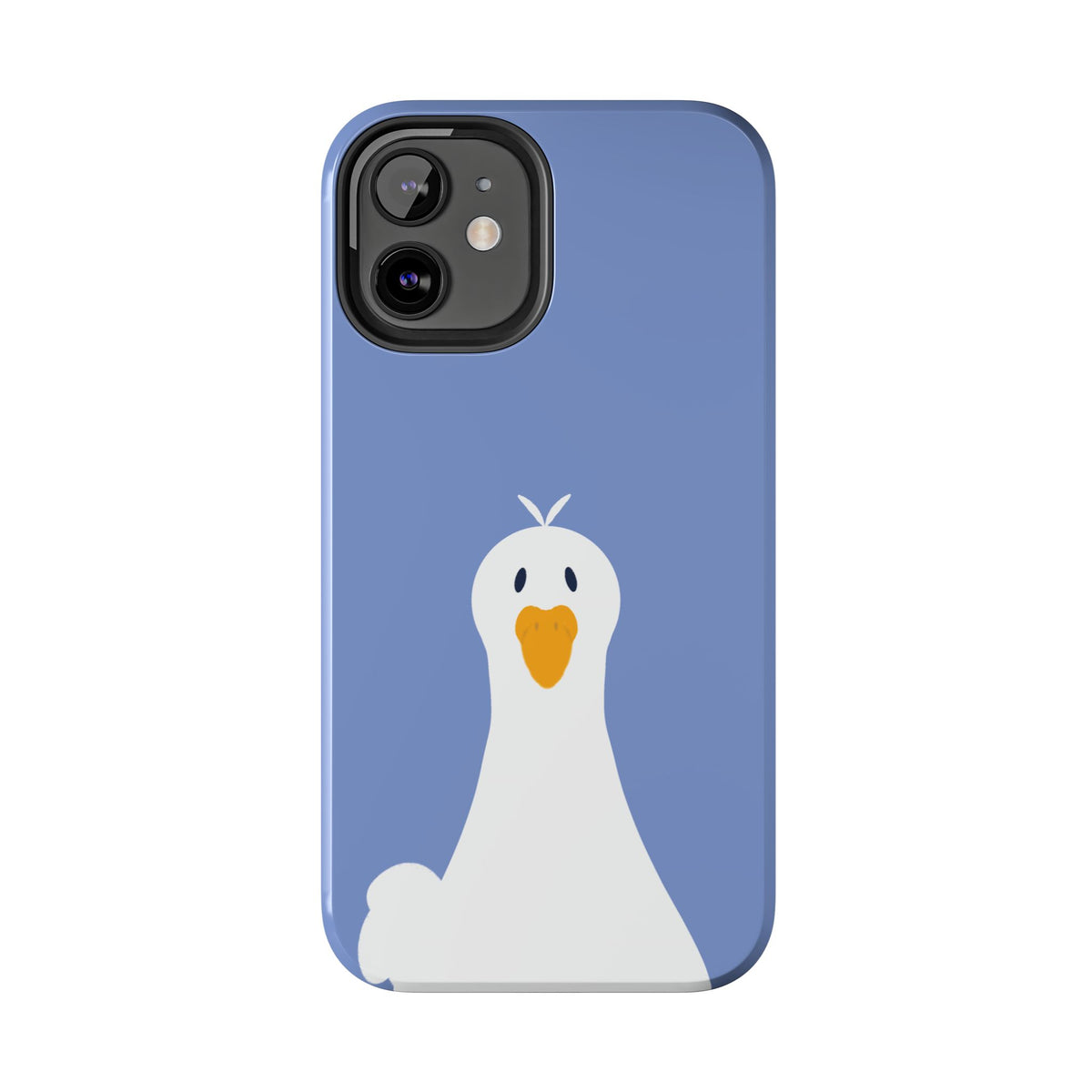 Goofy Goose Tough Phone Case — Cute Minimalist Duck Design on Blue