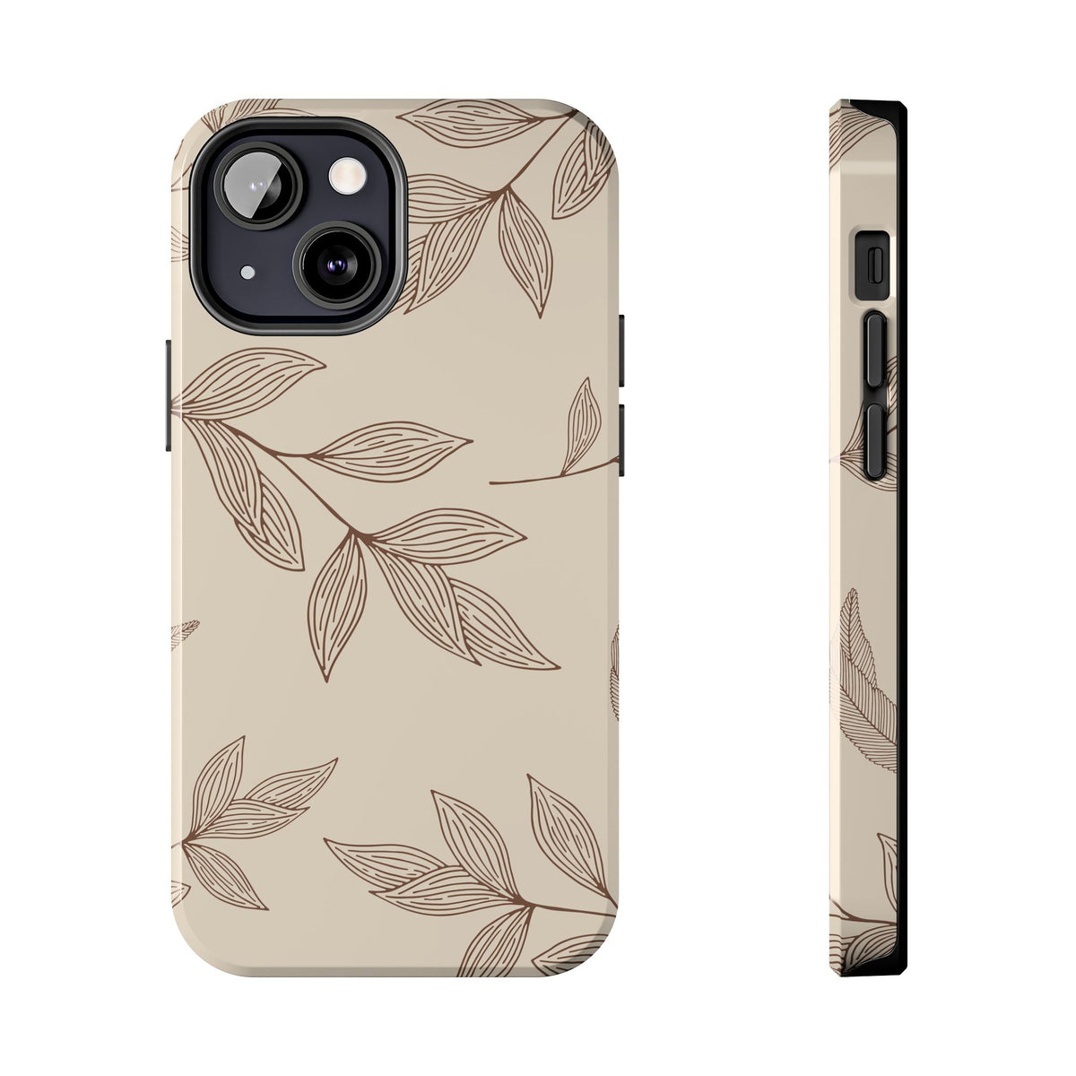 Tough Phone Case — Neutral Botanical Leaf Design (Protective Floral iPhone Case)