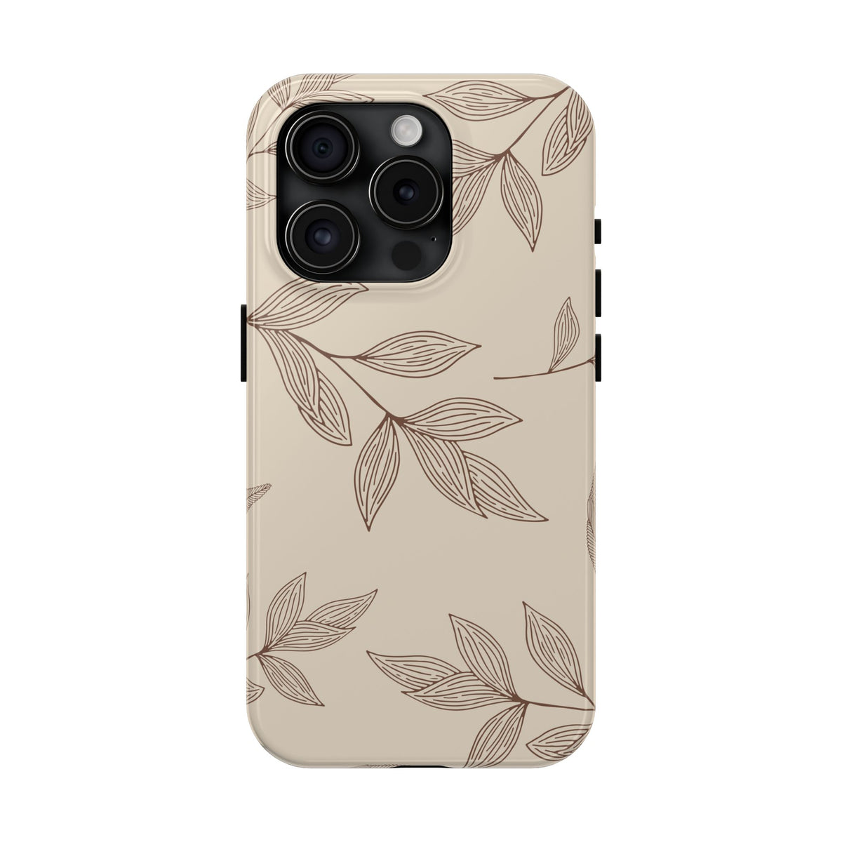 Tough Phone Case — Neutral Botanical Leaf Design (Protective Floral iPhone Case)