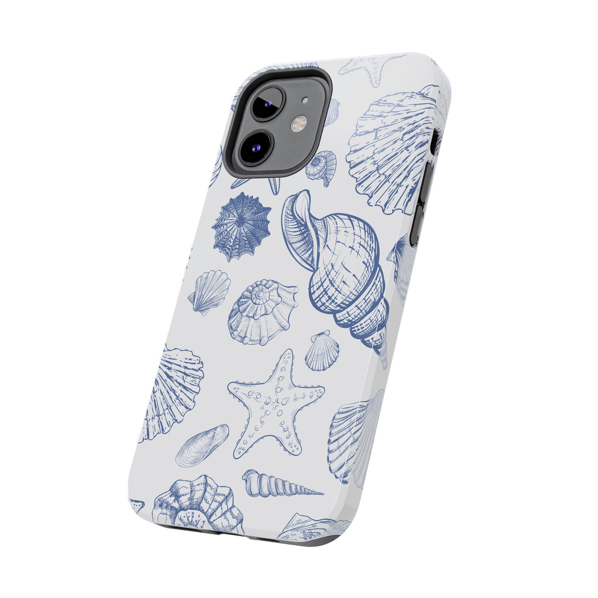 Seaside Sketch Tough Phone Case – Blue Shells & Starfish Protective Cover