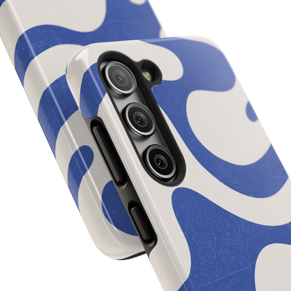 Blue Retro Swirl Tough Phone Case — Durable Abstract Pattern