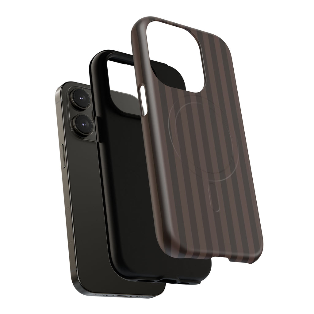 Dark Brown Striped Magnetic Phone Case