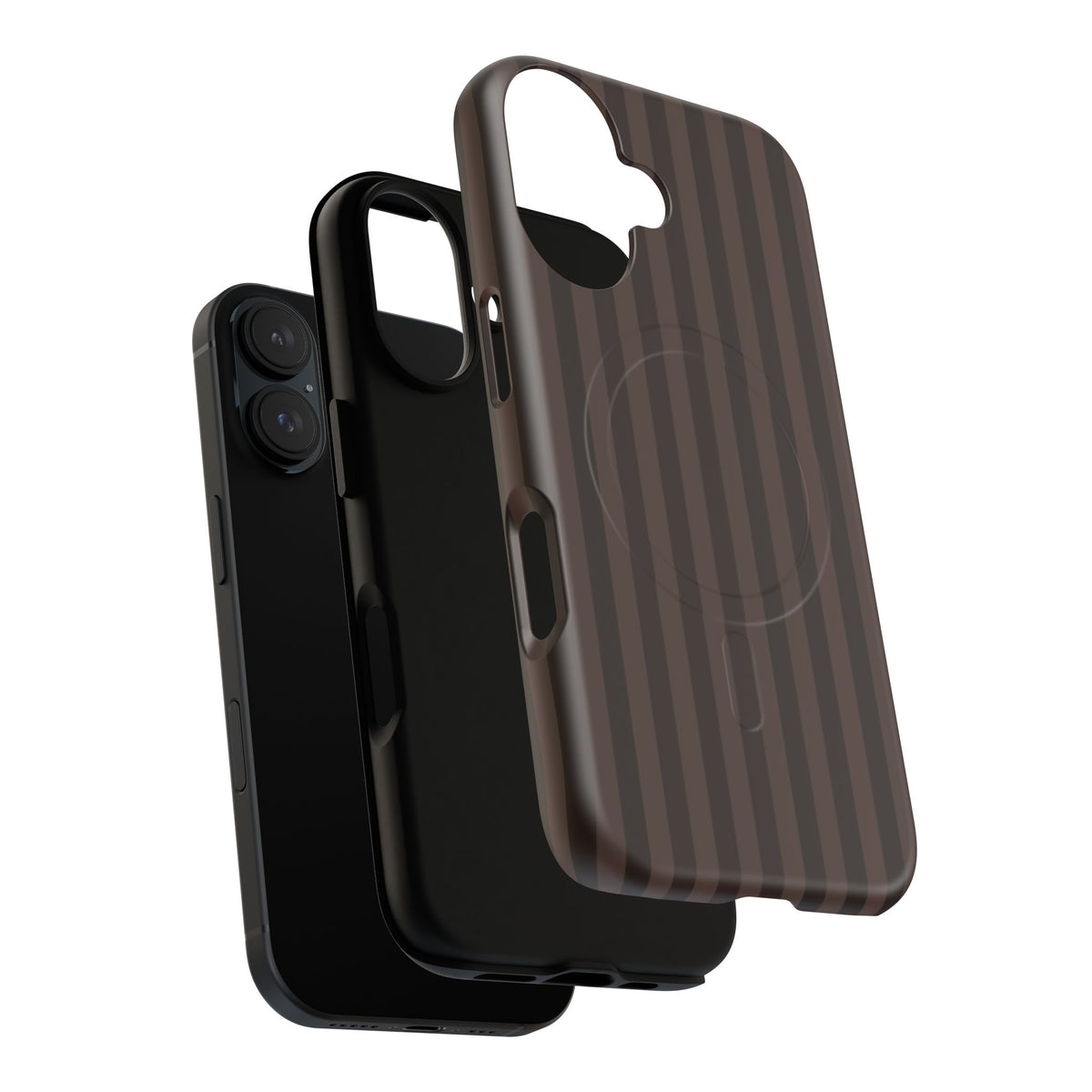 Dark Brown Striped Magnetic Phone Case