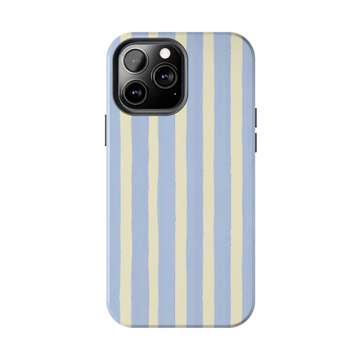 Pastel Stripe Tough Phone Case — Blue & Cream Protective Cover