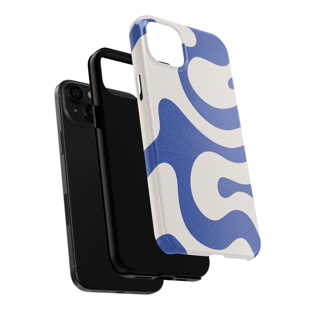 Blue Retro Swirl Tough Phone Case — Durable Abstract Pattern
