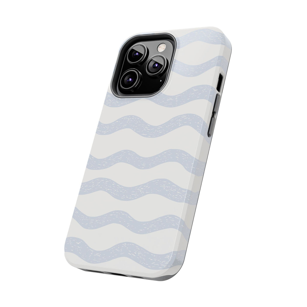 Tough Phone Case – Subtle Blue Wavy Stripes, Durable Protective Cover