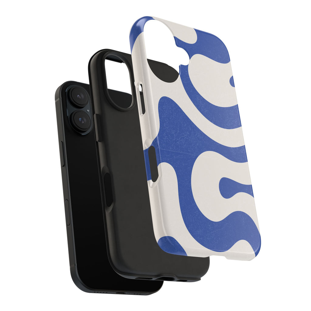 Blue Retro Swirl Tough Phone Case — Durable Abstract Pattern