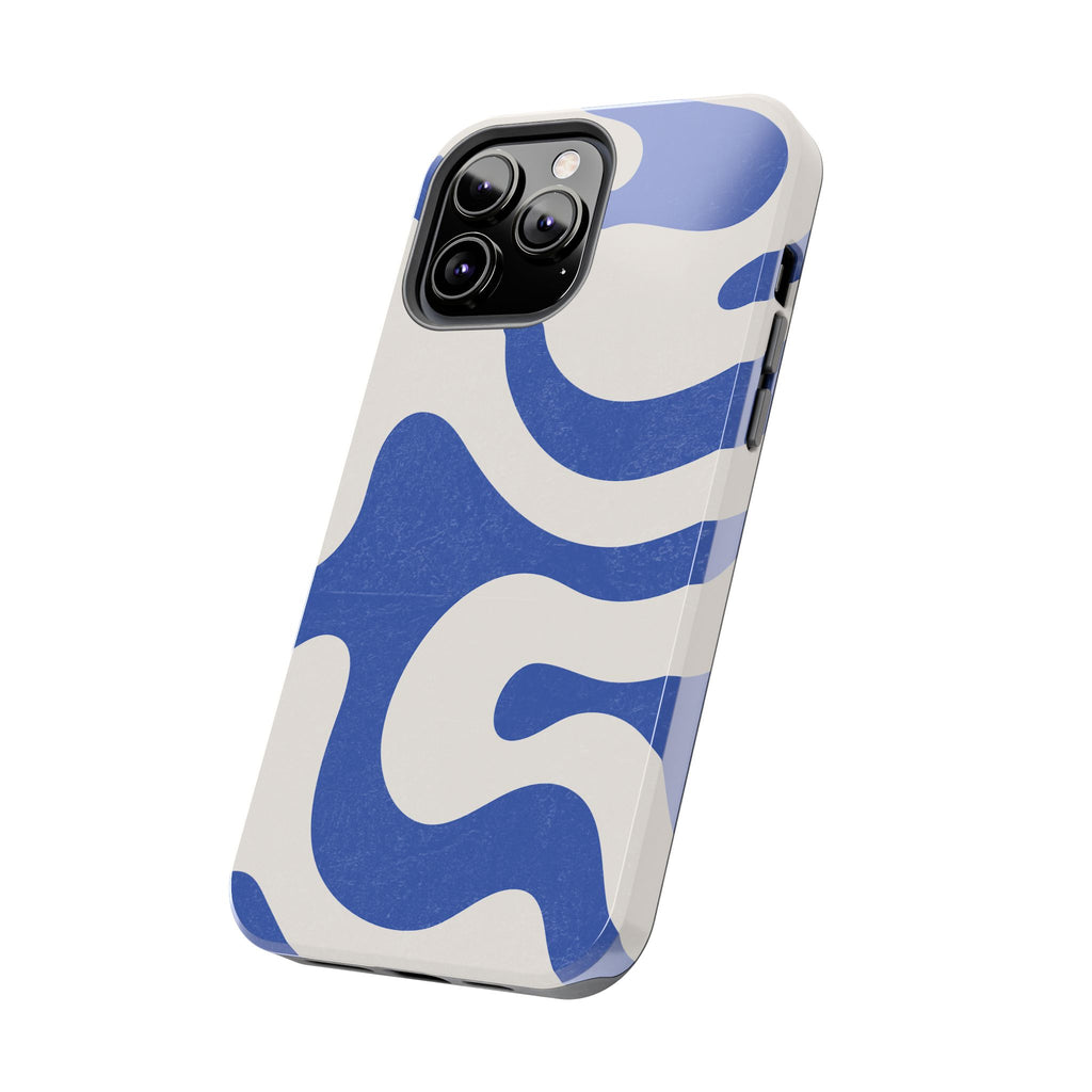 Blue Retro Swirl Tough Phone Case — Durable Abstract Pattern
