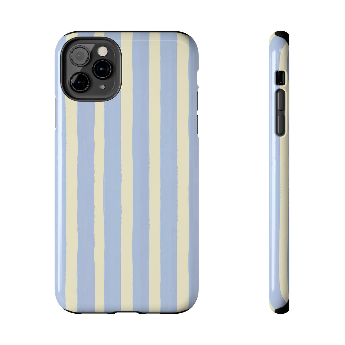Pastel Stripe Tough Phone Case — Blue & Cream Protective Cover
