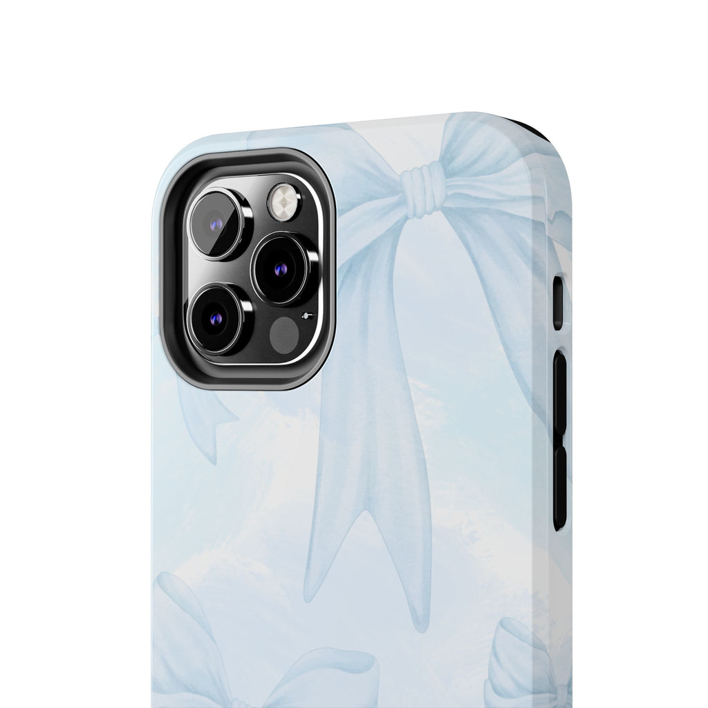 Pale Blue Bow Pattern Tough Phone Case