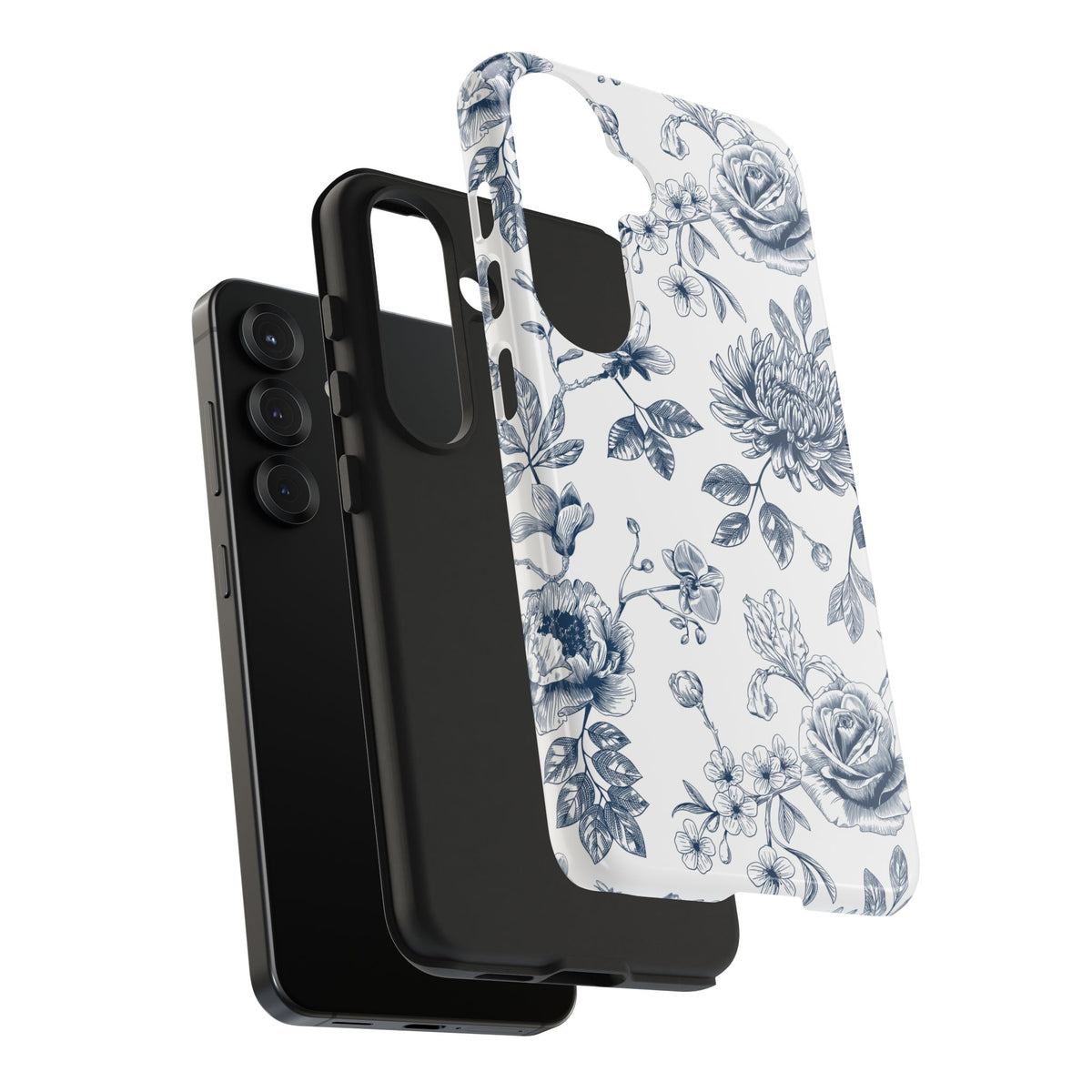 Tough Phone Case — Blue Vintage Floral Protective iPhone Cover