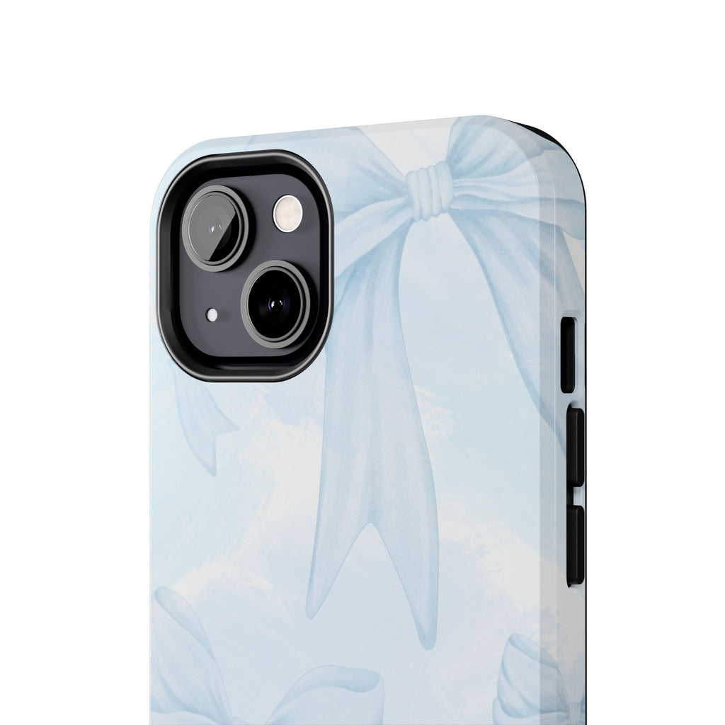 Pale Blue Bow Pattern Tough Phone Case