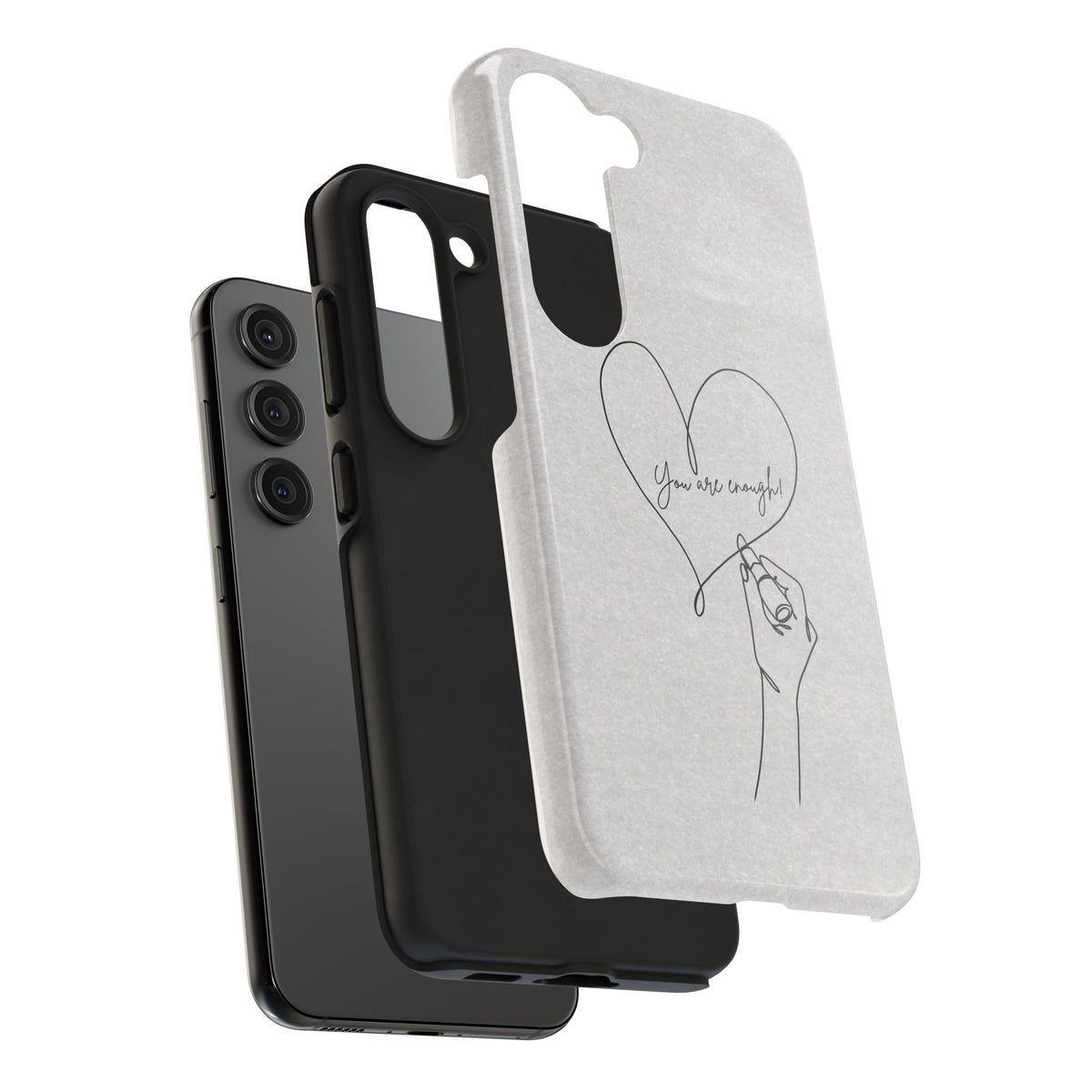 Tough Phone Case — Minimal Line Art Heart with "You Are Enough" Inspirational Design