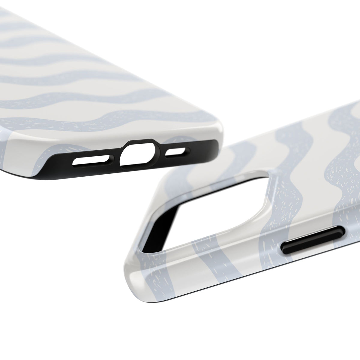 Tough Phone Case – Subtle Blue Wavy Stripes, Durable Protective Cover
