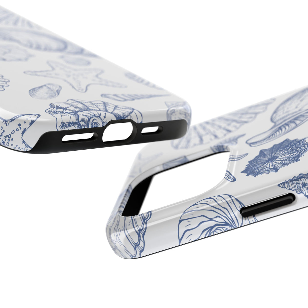 Seaside Sketch Tough Phone Case – Blue Shells & Starfish Protective Cover