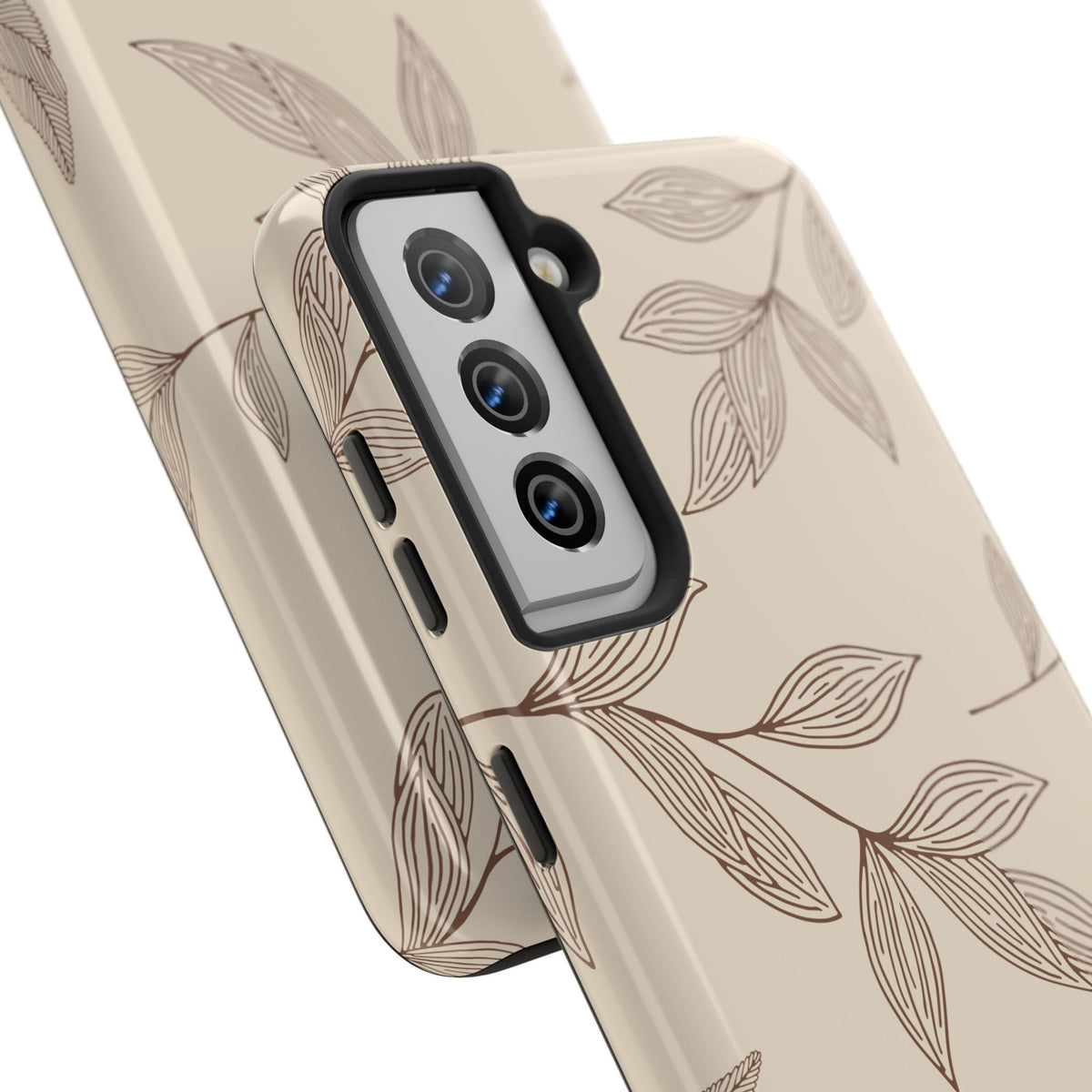 Tough Phone Case — Neutral Botanical Leaf Design (Protective Floral iPhone Case)