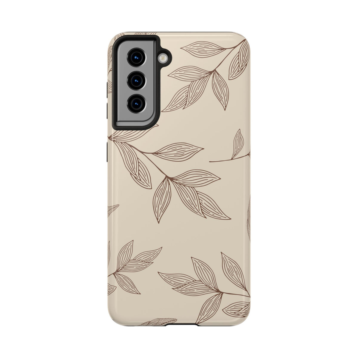 Tough Phone Case — Neutral Botanical Leaf Design (Protective Floral iPhone Case)
