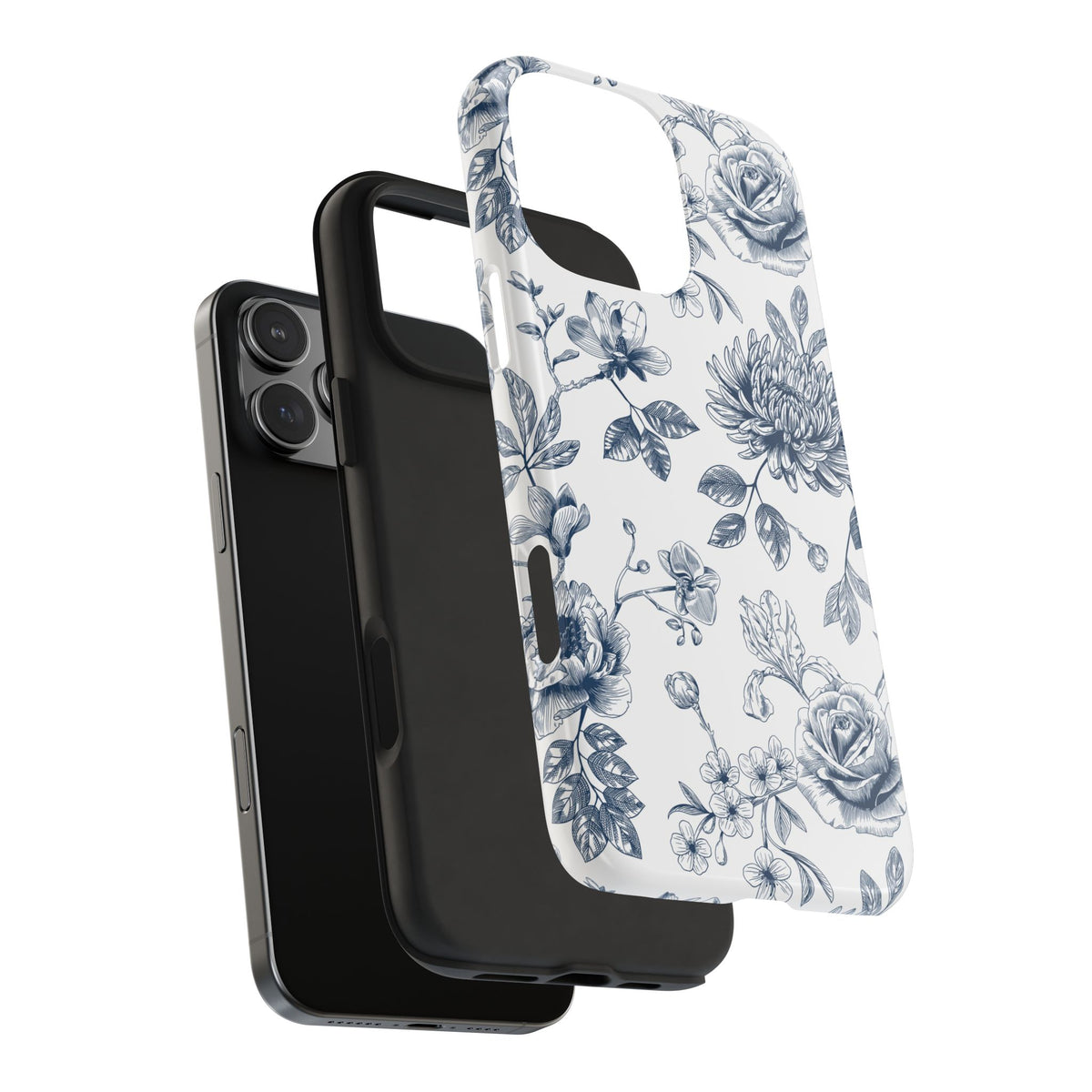 Tough Phone Case — Blue Vintage Floral Protective iPhone Cover