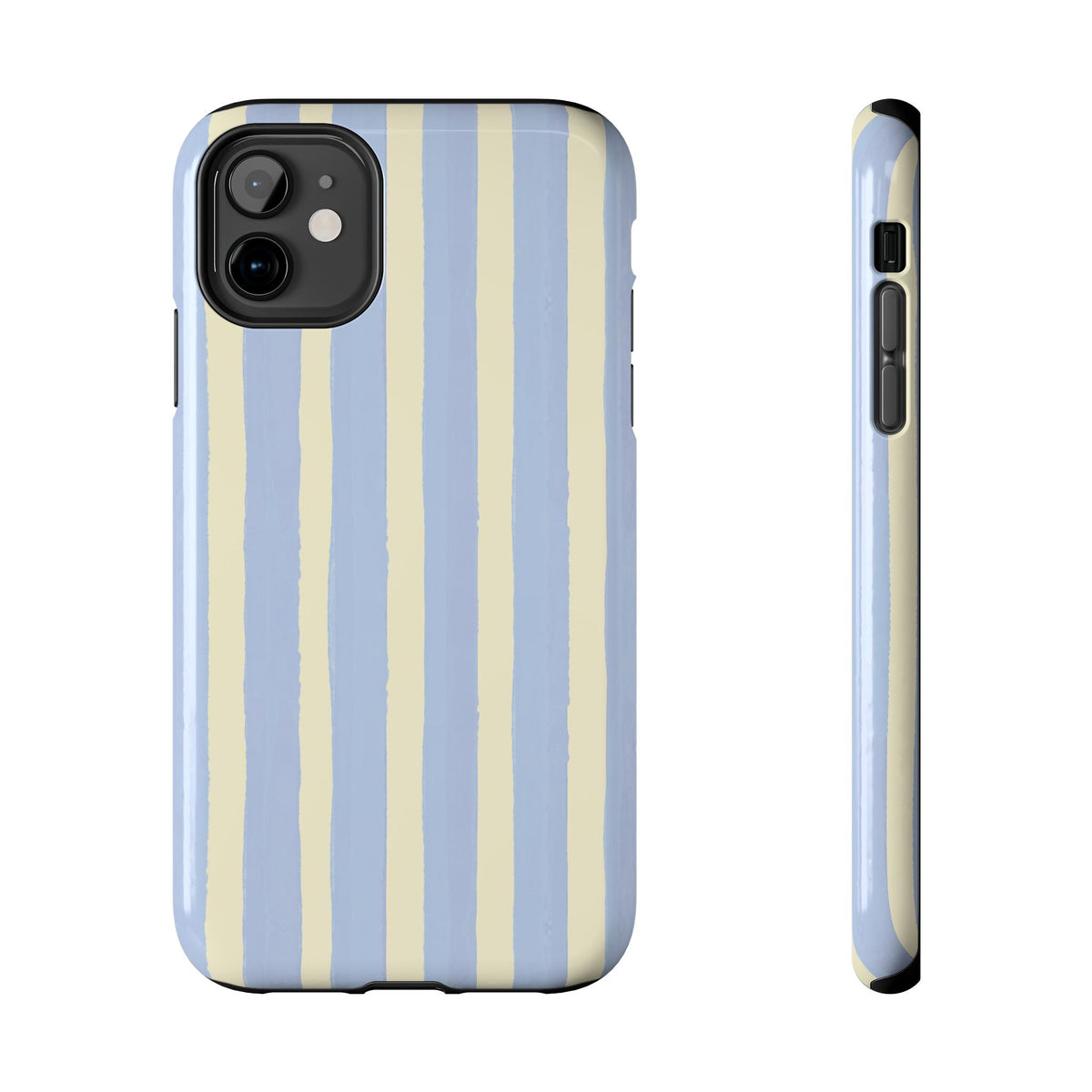 Pastel Stripe Tough Phone Case — Blue & Cream Protective Cover