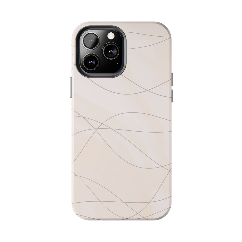 Minimal Beige Wave Tough Phone Case — Protective Slim Phone Case