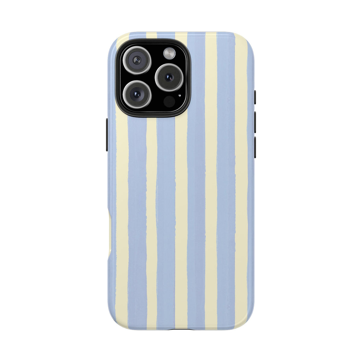 Pastel Stripe Tough Phone Case — Blue & Cream Protective Cover