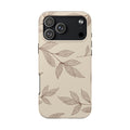 Tough Phone Case — Neutral Botanical Leaf Design (Protective Floral iPhone Case)