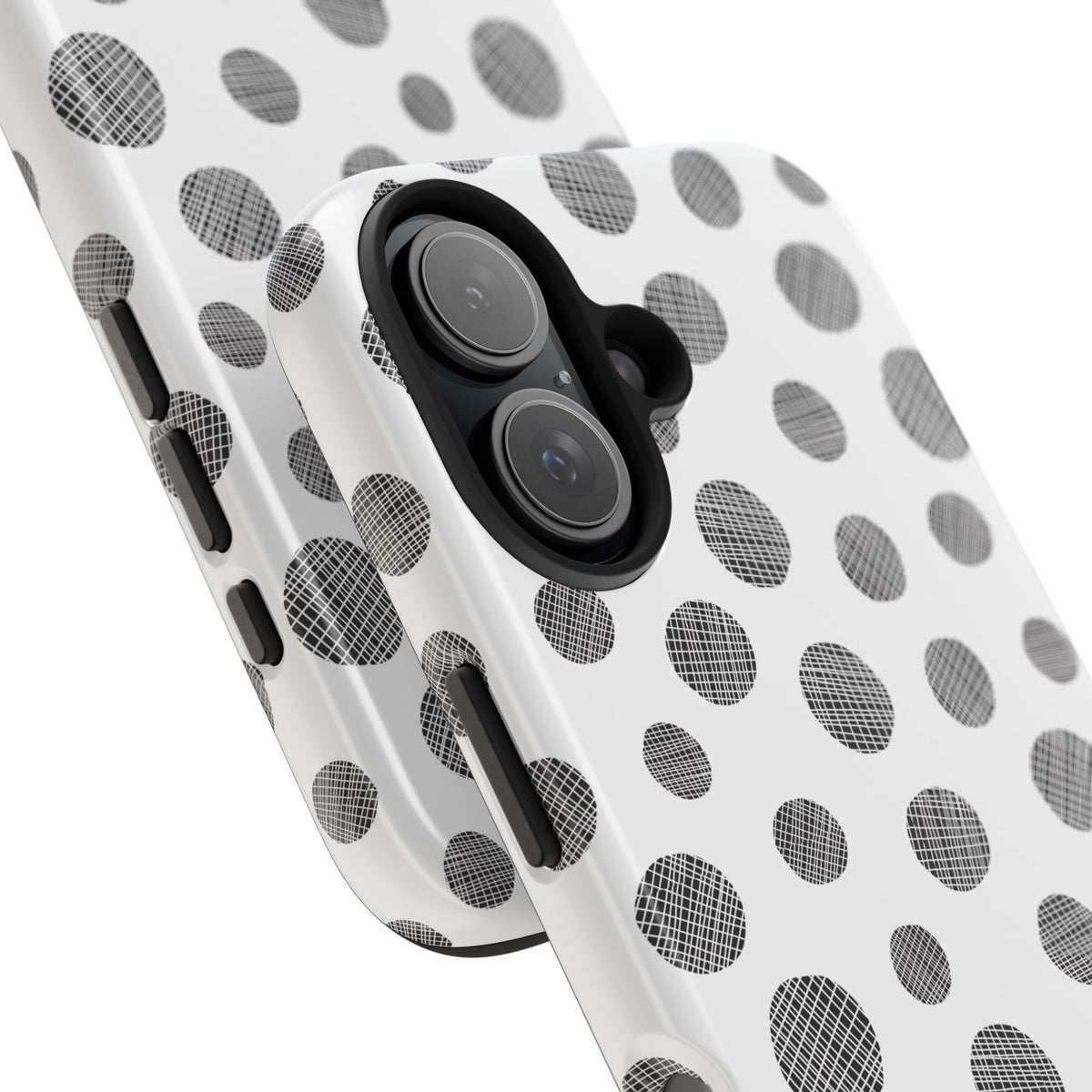 Polka Dot Texture Tough Phone Case — Black & White Spot Pattern, Protective Slim Phone Cover