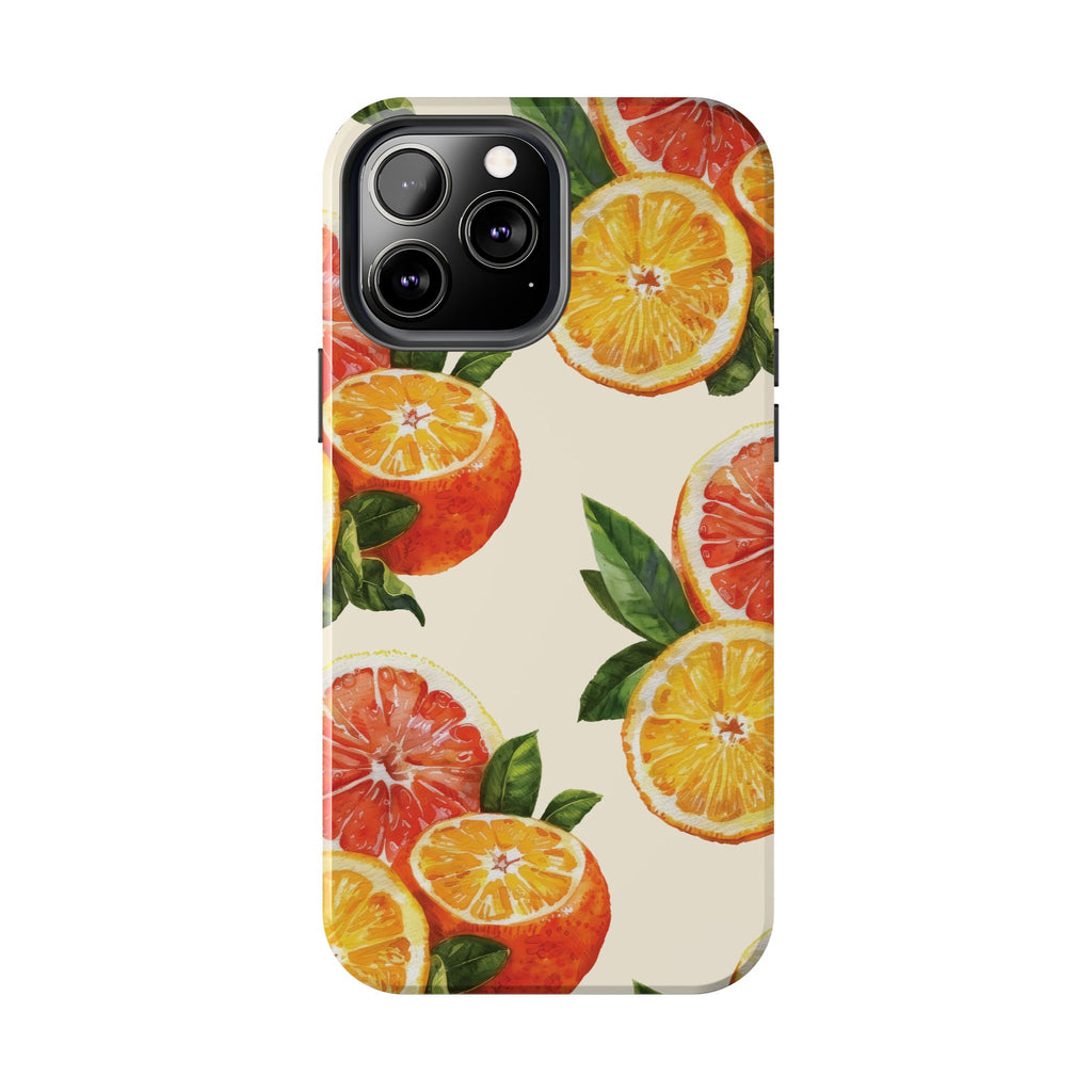Citrus Squeeze Tough Phone Case — Watercolor Orange & Grapefruit Protective Cover