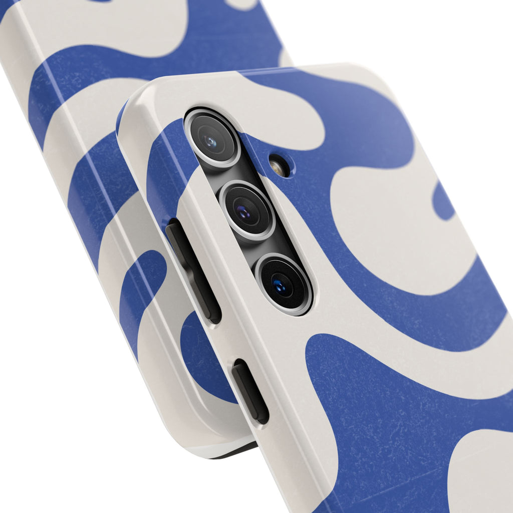 Blue Retro Swirl Tough Phone Case — Durable Abstract Pattern