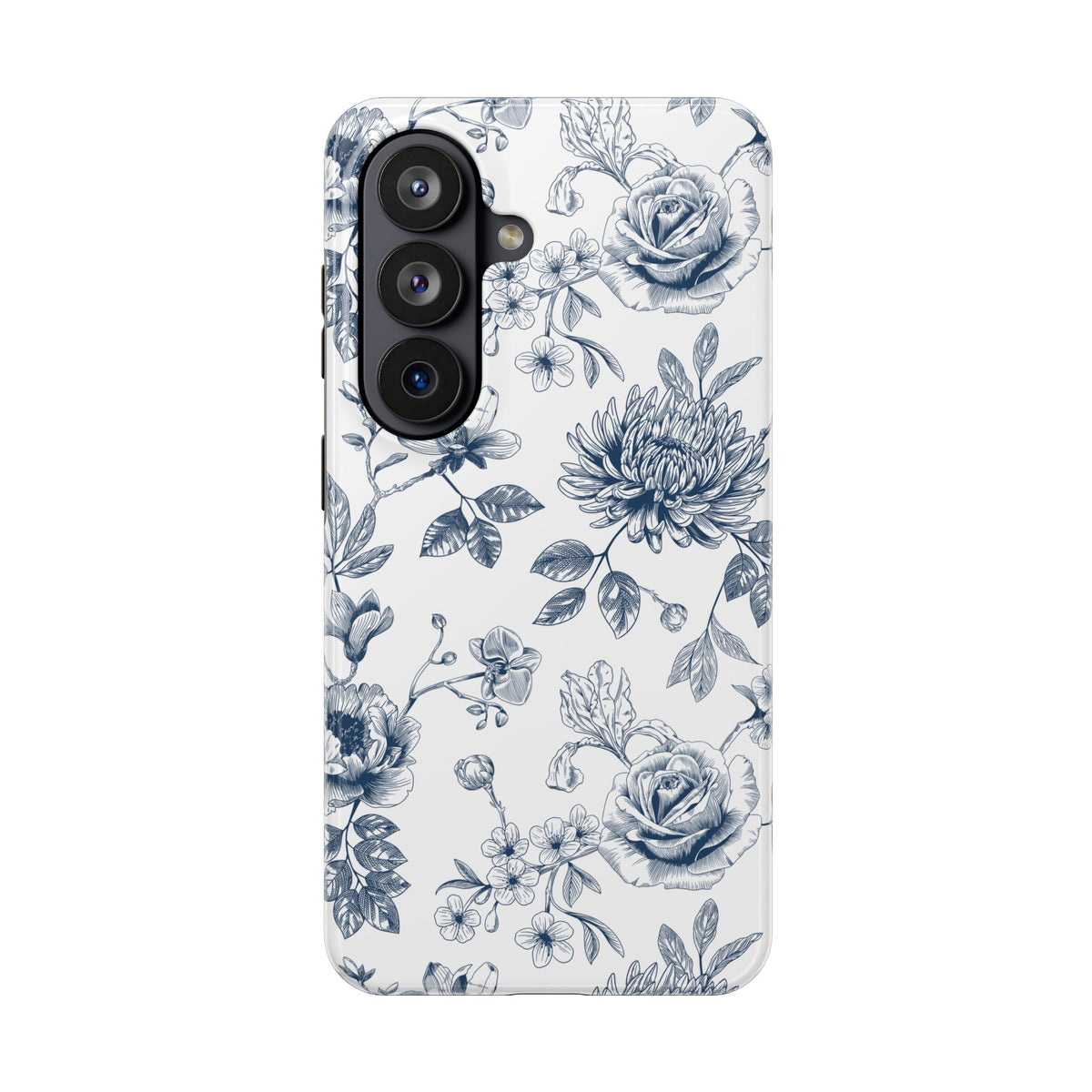 Tough Phone Case — Blue Vintage Floral Protective iPhone Cover