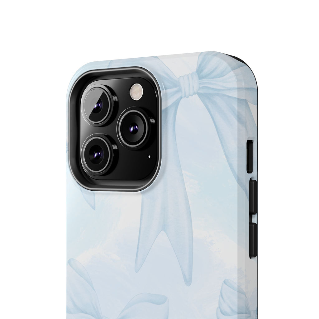 Pale Blue Bow Pattern Tough Phone Case