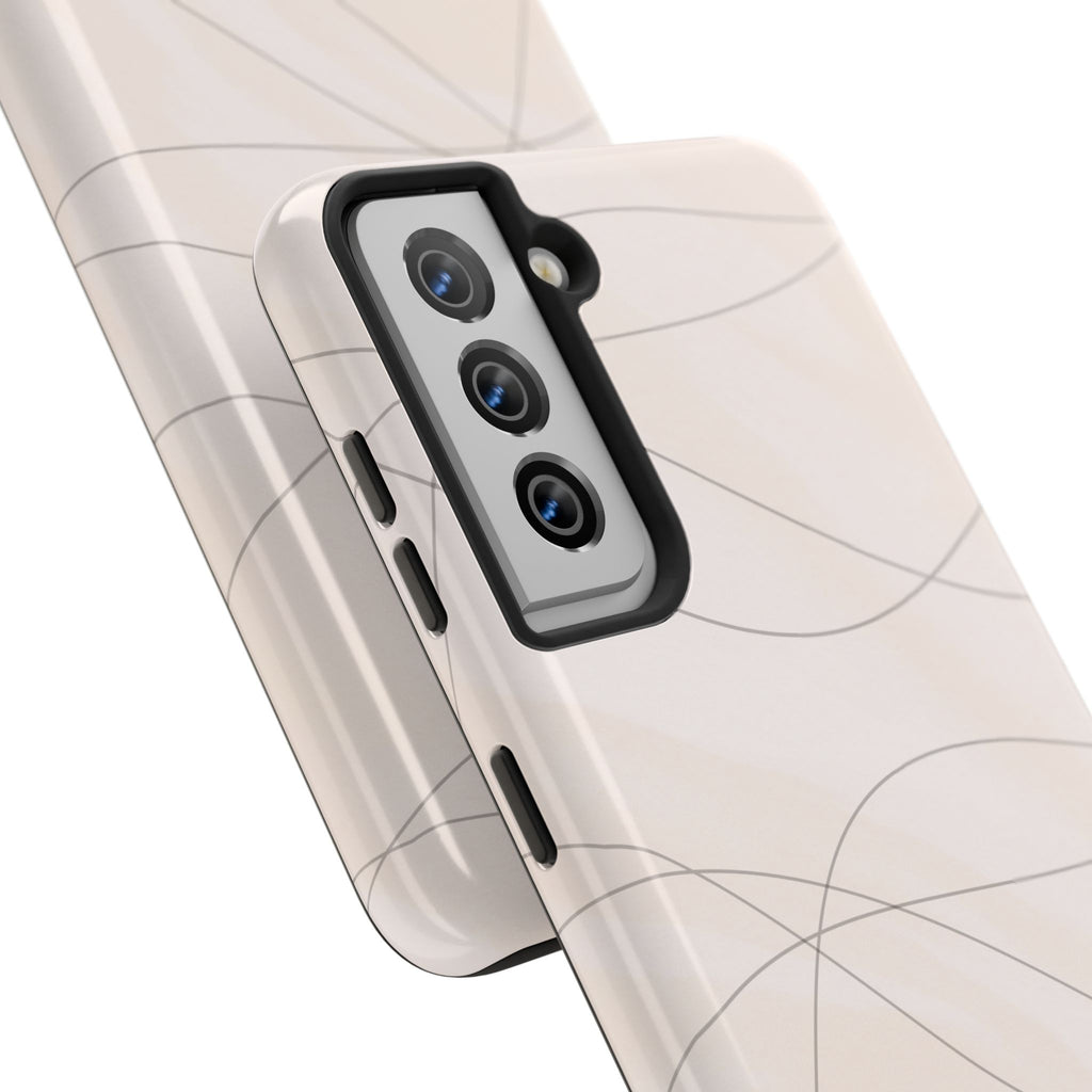 Minimal Beige Wave Tough Phone Case — Protective Slim Phone Case