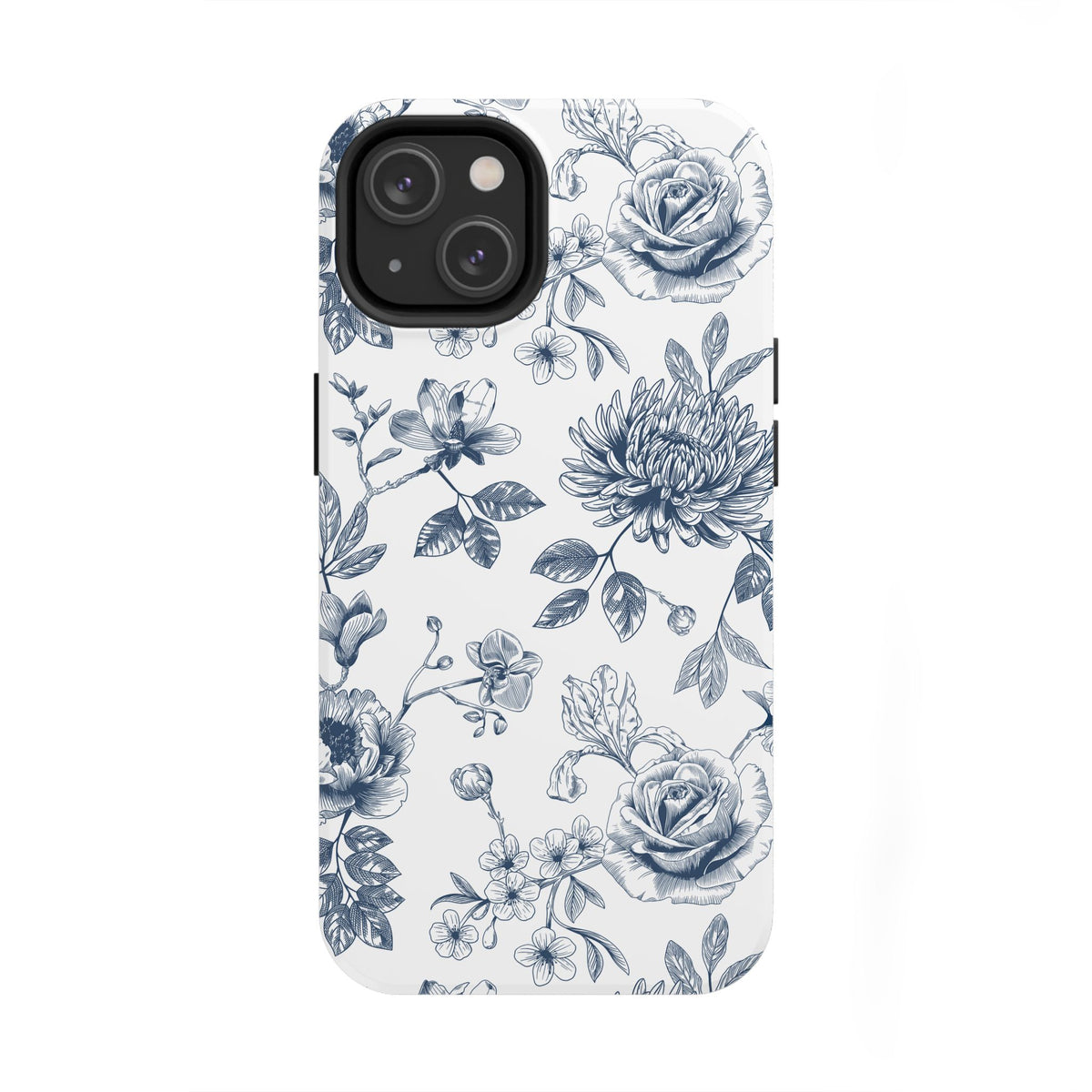 Tough Phone Case — Blue Vintage Floral Protective iPhone Cover