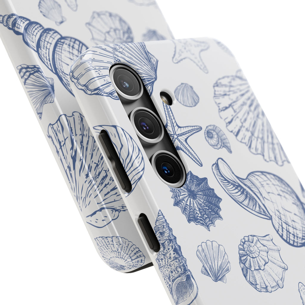 Seaside Sketch Tough Phone Case – Blue Shells & Starfish Protective Cover